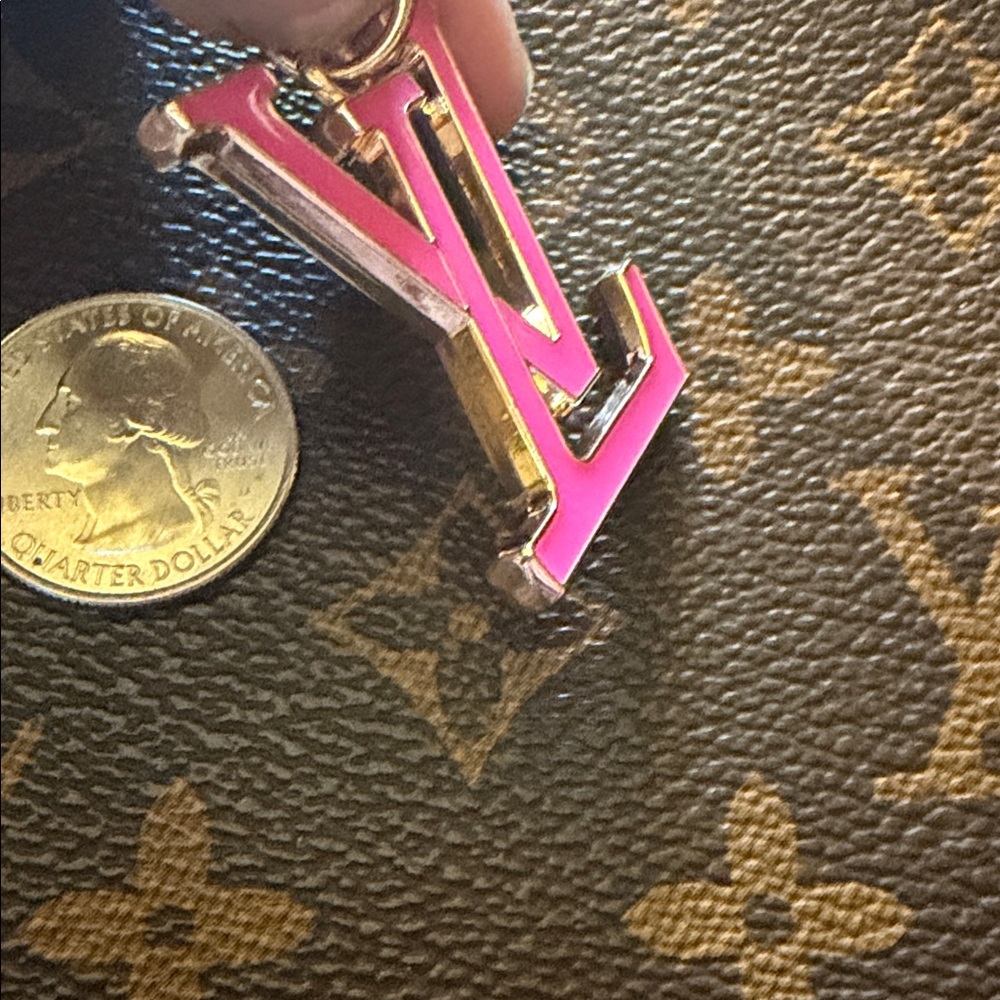Huge hot pink Upcycled Louis Vuitton LV charm - Picture 6 of 6